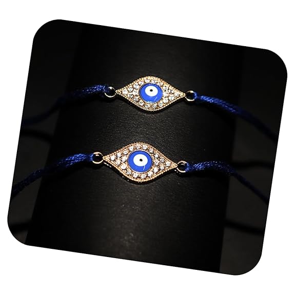 Vera Evil Eye Rakhi for Brother | Set of 2 | Stylish Blue Thread Rakhi with Crystal Studded Nazar Charm | Raksha Bandhan Gift for Bhai | Elegant Gift for Brothers