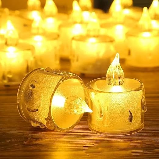 Vera 24 Pcs LED Flameless Crystal Tea Light Candles