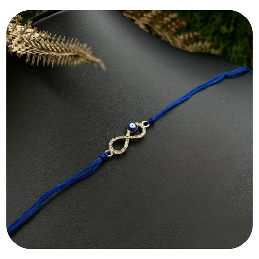 Vera Evil Eye Rakhi for Brother (Set of 2) || Handcrafted Infinity Symbol Rakhi with Blue Nazar Bead || Designer Thread for Raksha Bandhan