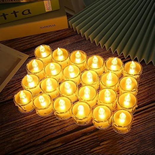Vera 24 Pcs LED Flameless Crystal Tea Light Candles
